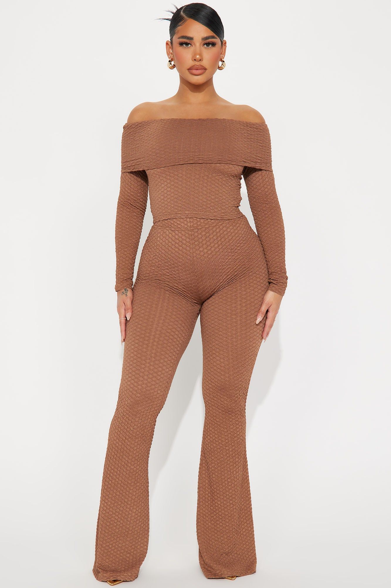 Amaya Textured Pant Set - Mocha sold by Fashion Nova
