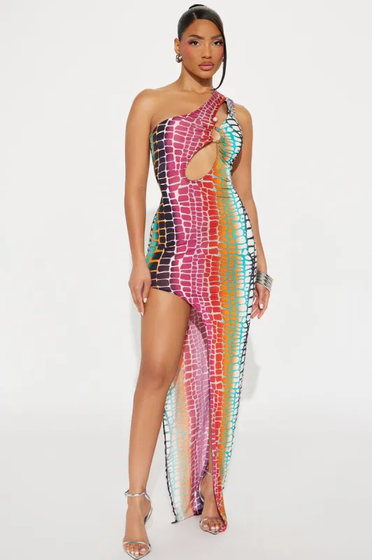 Back It Up Maxi Dress - Plum/Multi sold by Fashion Nova