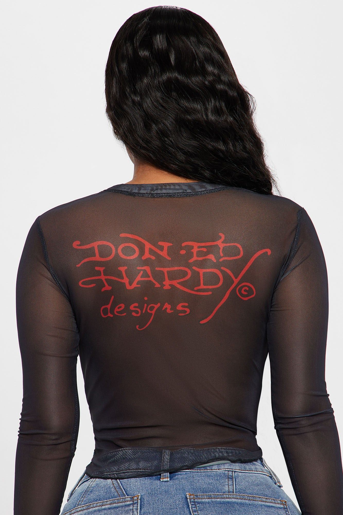 Ed Hardy Eternal Love Mesh Top - Black sold by Fashion Nova product image thumbnail 4