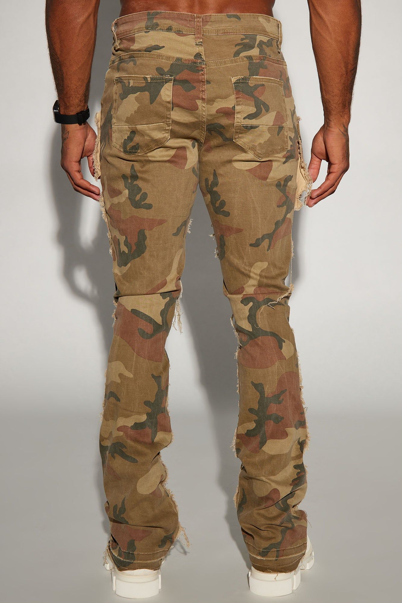 Patch It Up Stacked Skinny Flare Pants - Brown/combo sold by Fashion Nova product image thumbnail 5