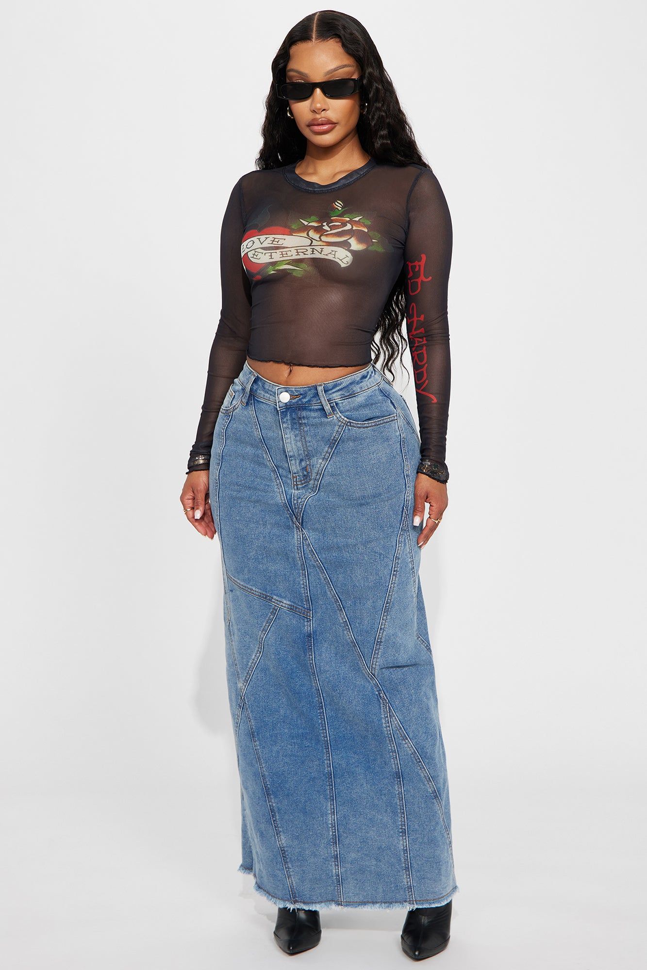 Ed Hardy Eternal Love Mesh Top - Black sold by Fashion Nova product image thumbnail 2