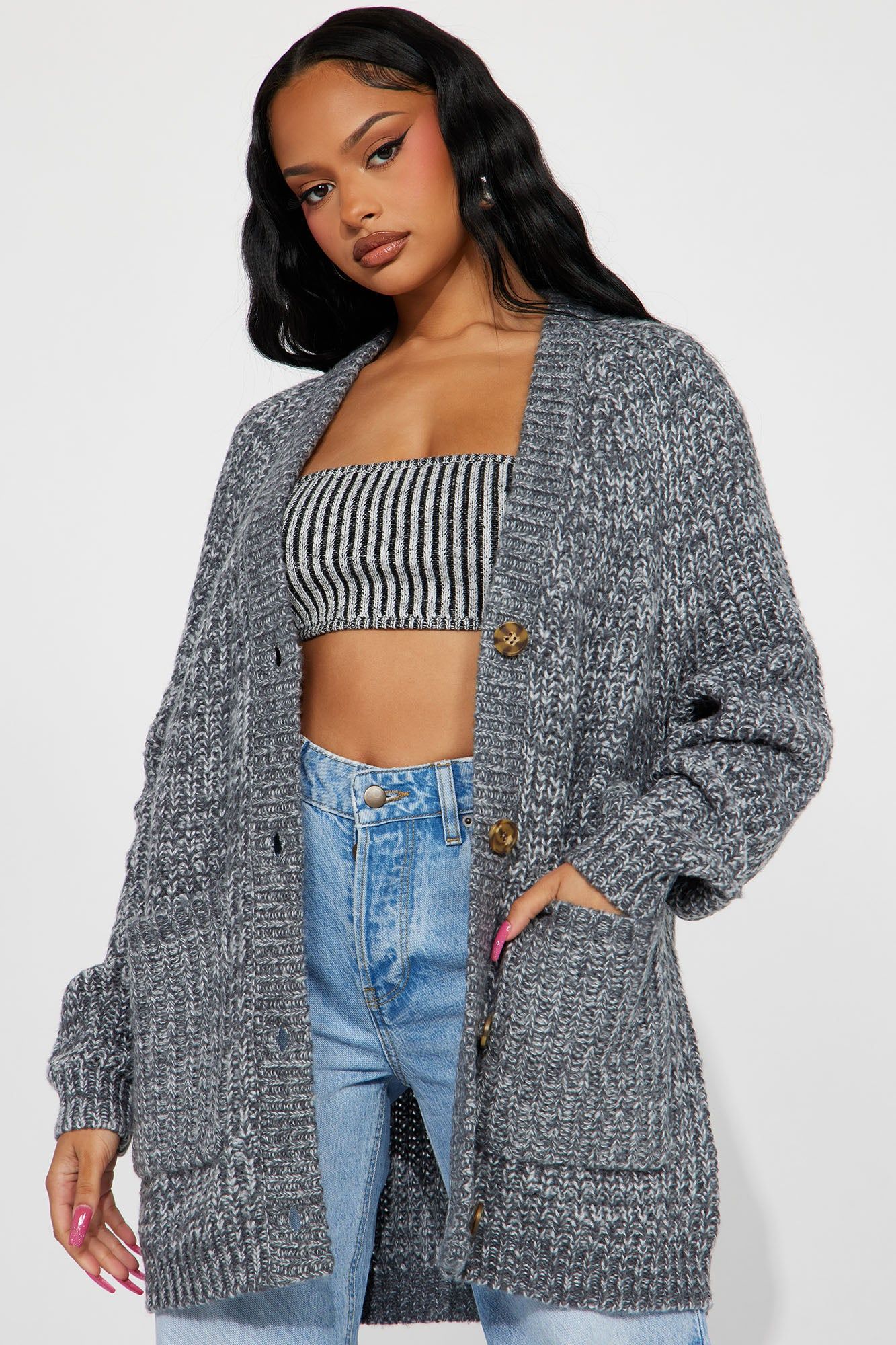Taylee Cardigan - Charcoal sold by Fashion Nova