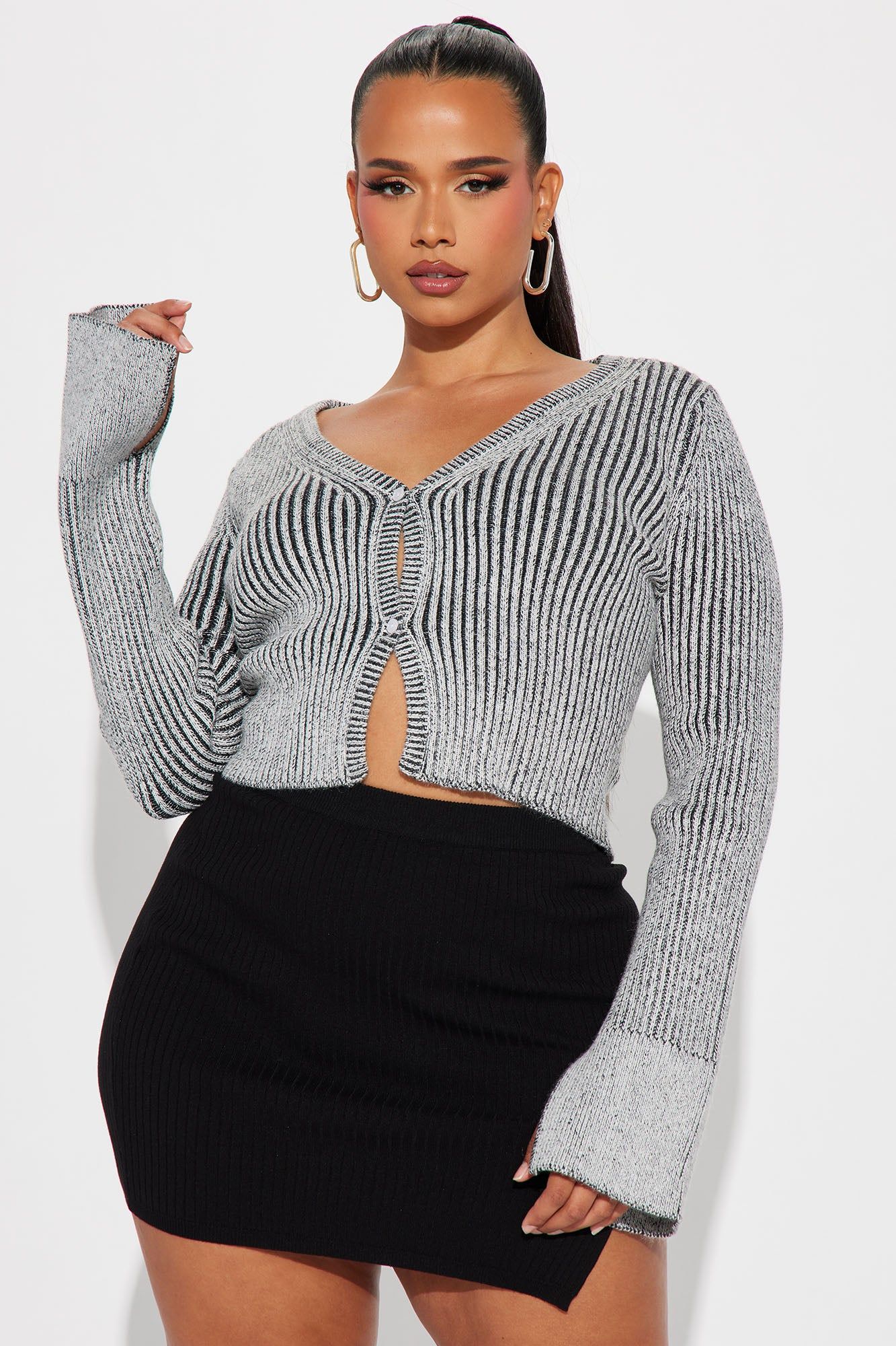 Takin' Hints Marled Cardigan - Grey/combo sold by Fashion Nova product image thumbnail 4