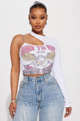 Born To Ride Cut Out Top - White made by Fashion Nova
