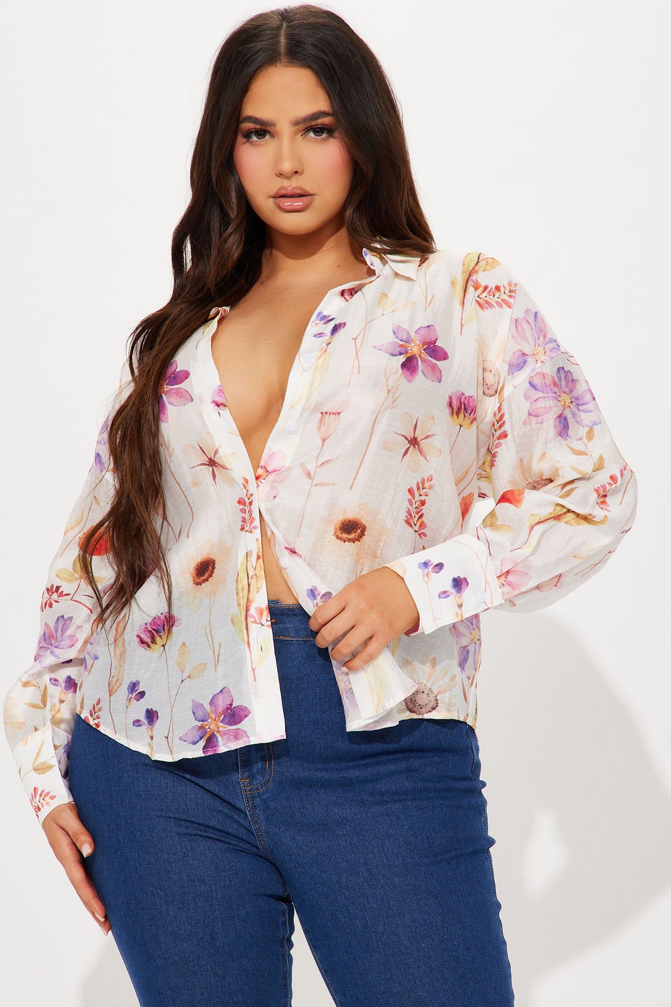 Flower Fields Linen Shirt - Multi Color sold by Fashion Nova product image thumbnail 4