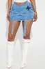 Causing Trouble Strap Denim Mini Skirt - Light Wash sold by Fashion Nova