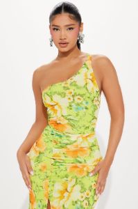 Rihanna One Shoulder Maxi Dress - Lime sold by Fashion Nova