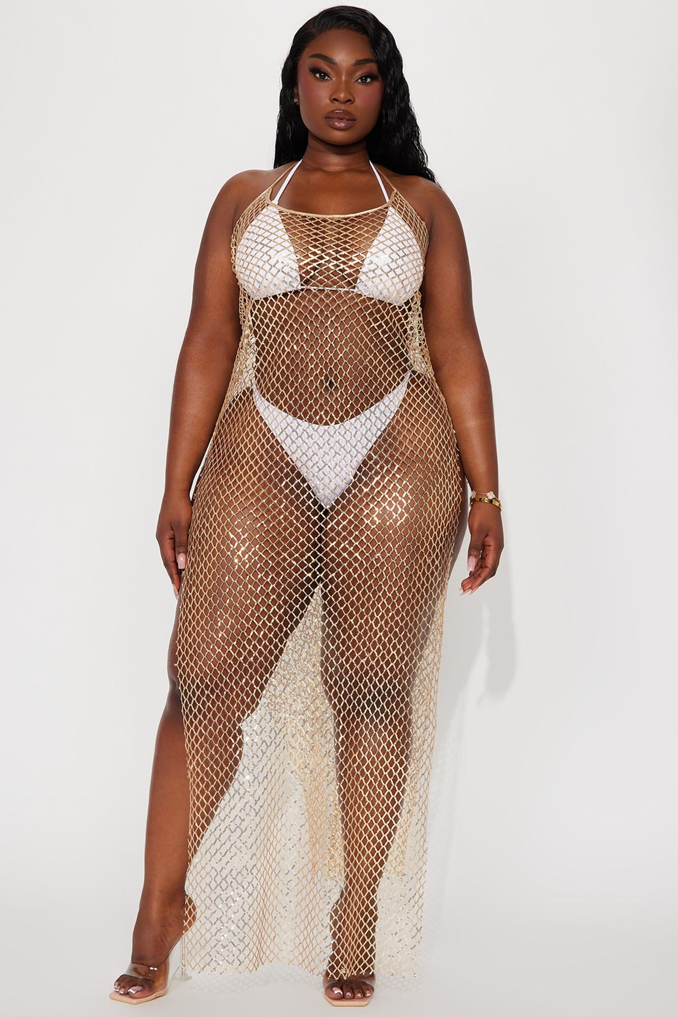 Stella Sequin Maxi Dress Swim Cover Up - Gold sold by Fashion Nova product image thumbnail 4