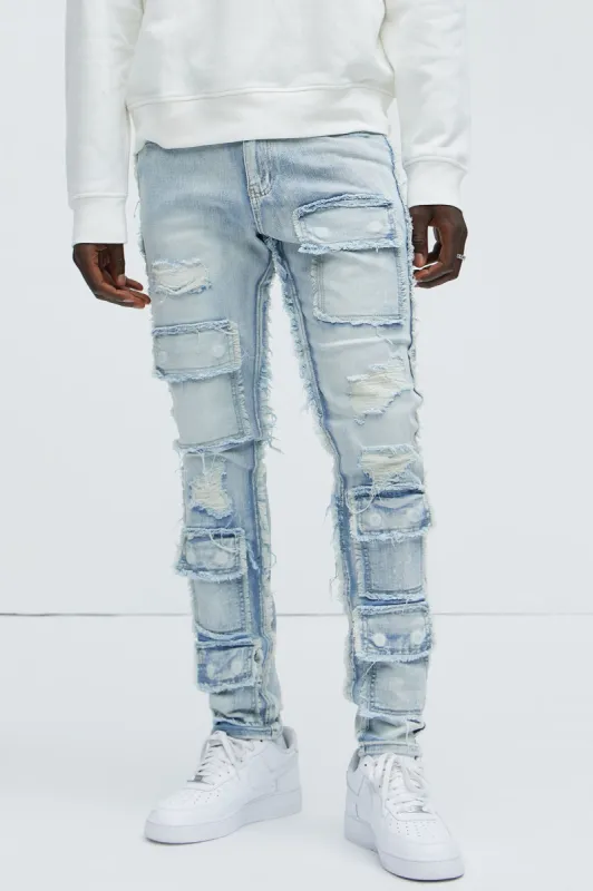 Put Me Through Cargo Slim Jeans - Light Wash sold by Fashion Nova