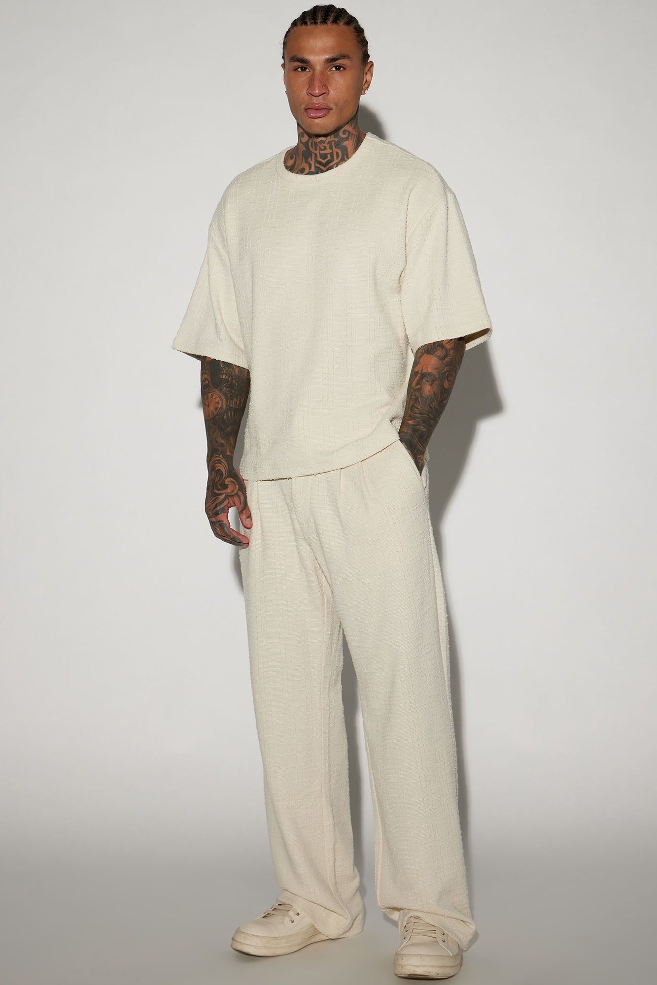 Jordan Textured Pleated Loose Trousers - Off White sold by Fashion Nova product image thumbnail 2