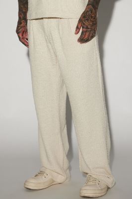 Jordan Textured Pleated Loose Trousers - Off White sold by Fashion Nova