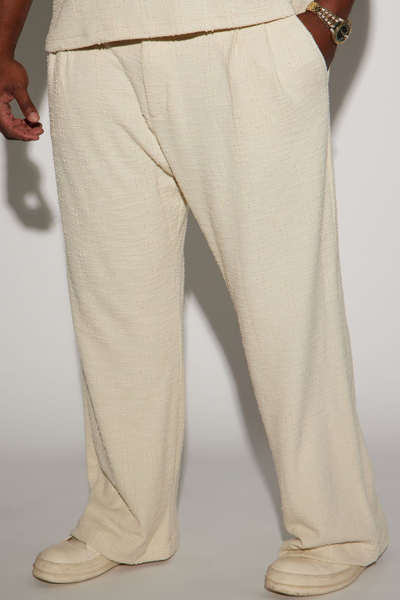 Jordan Textured Pleated Loose Trousers - Off White sold by Fashion Nova product image thumbnail 5