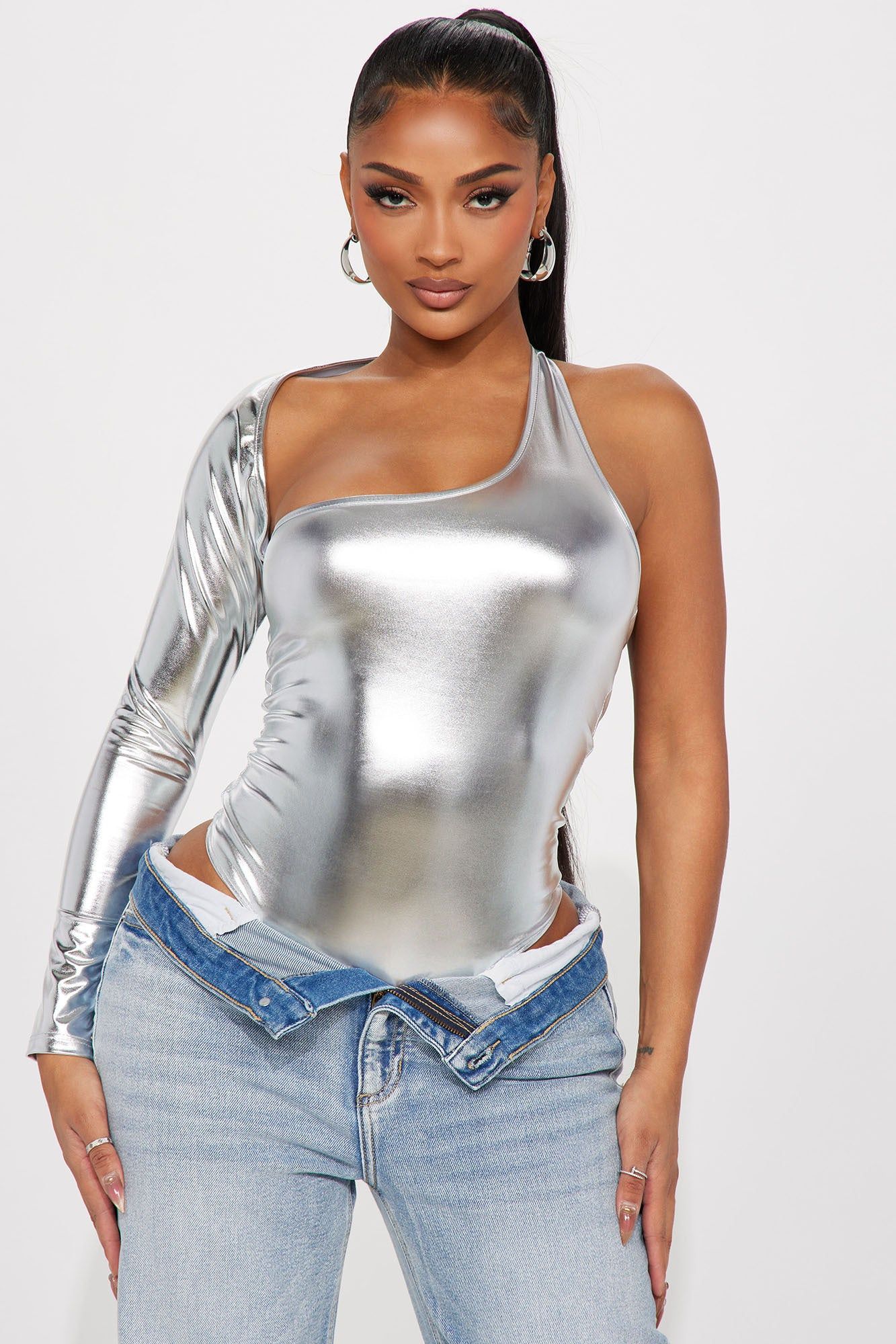 Your Addiction Metallic Bodysuit - Silver sold by Fashion Nova product image thumbnail 3
