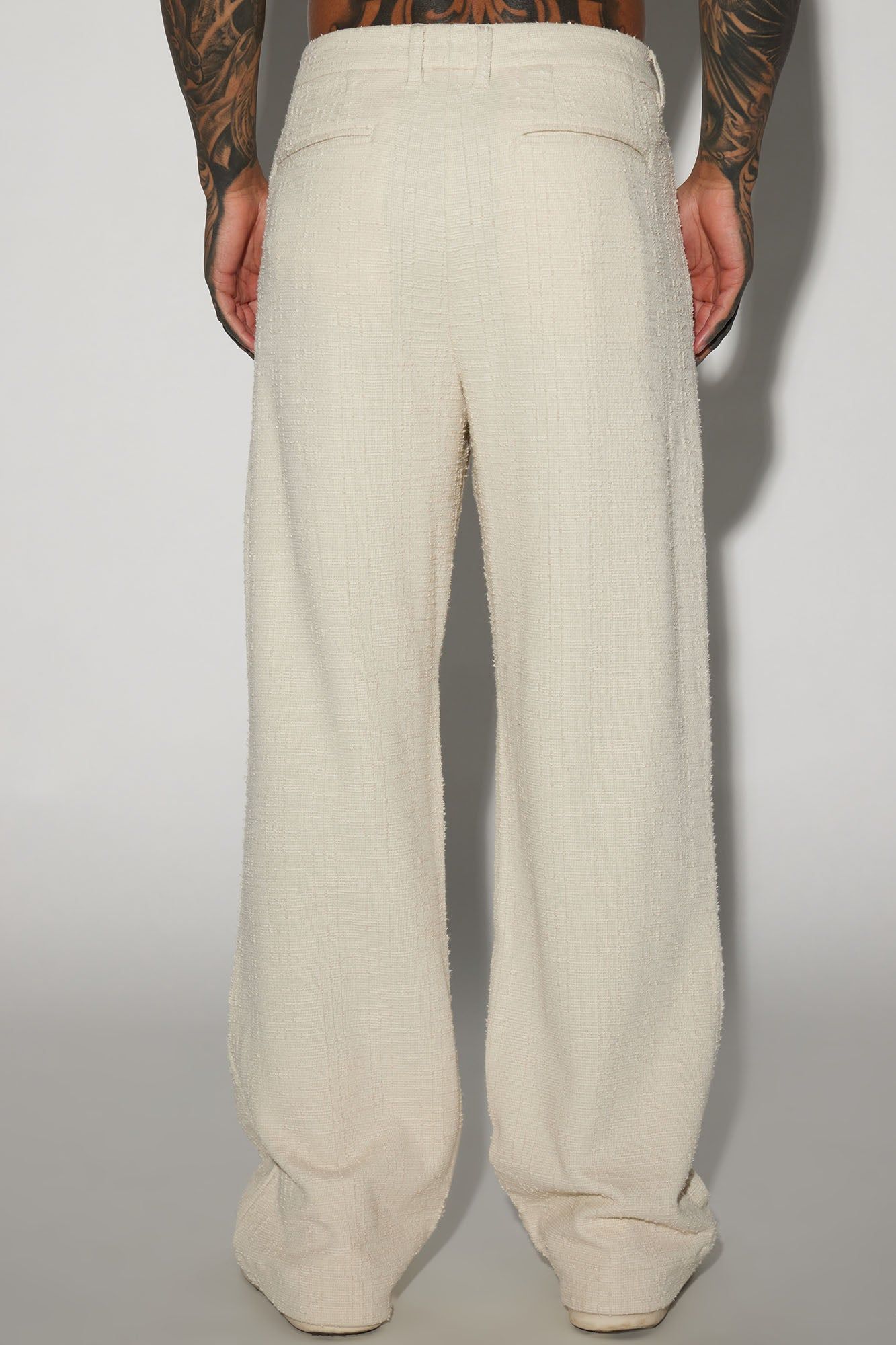 Jordan Textured Pleated Loose Trousers - Off White sold by Fashion Nova product image thumbnail 4