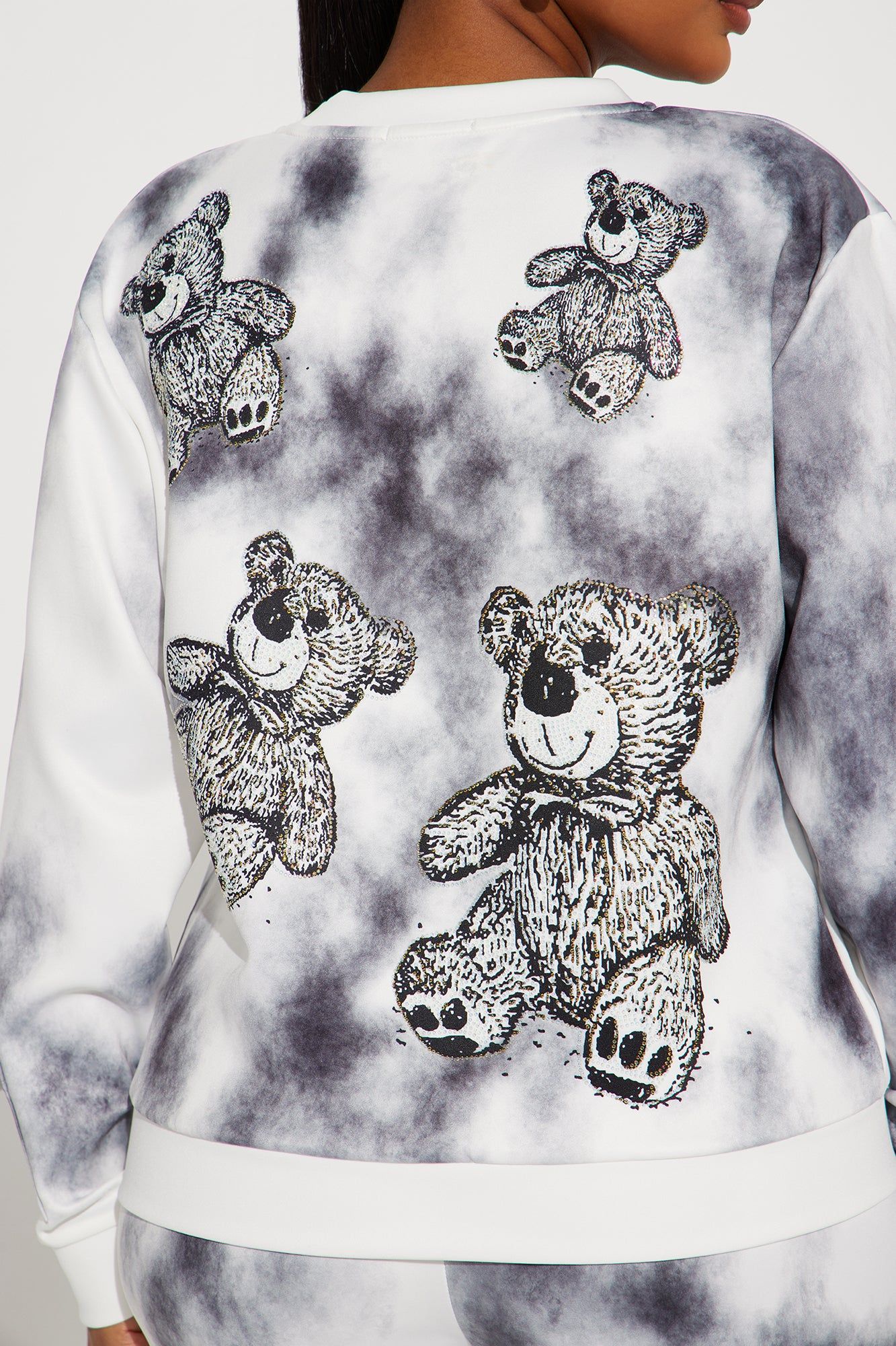 Teddy Tie Dye Jogger Set - White/Black sold by Fashion Nova product image thumbnail 4