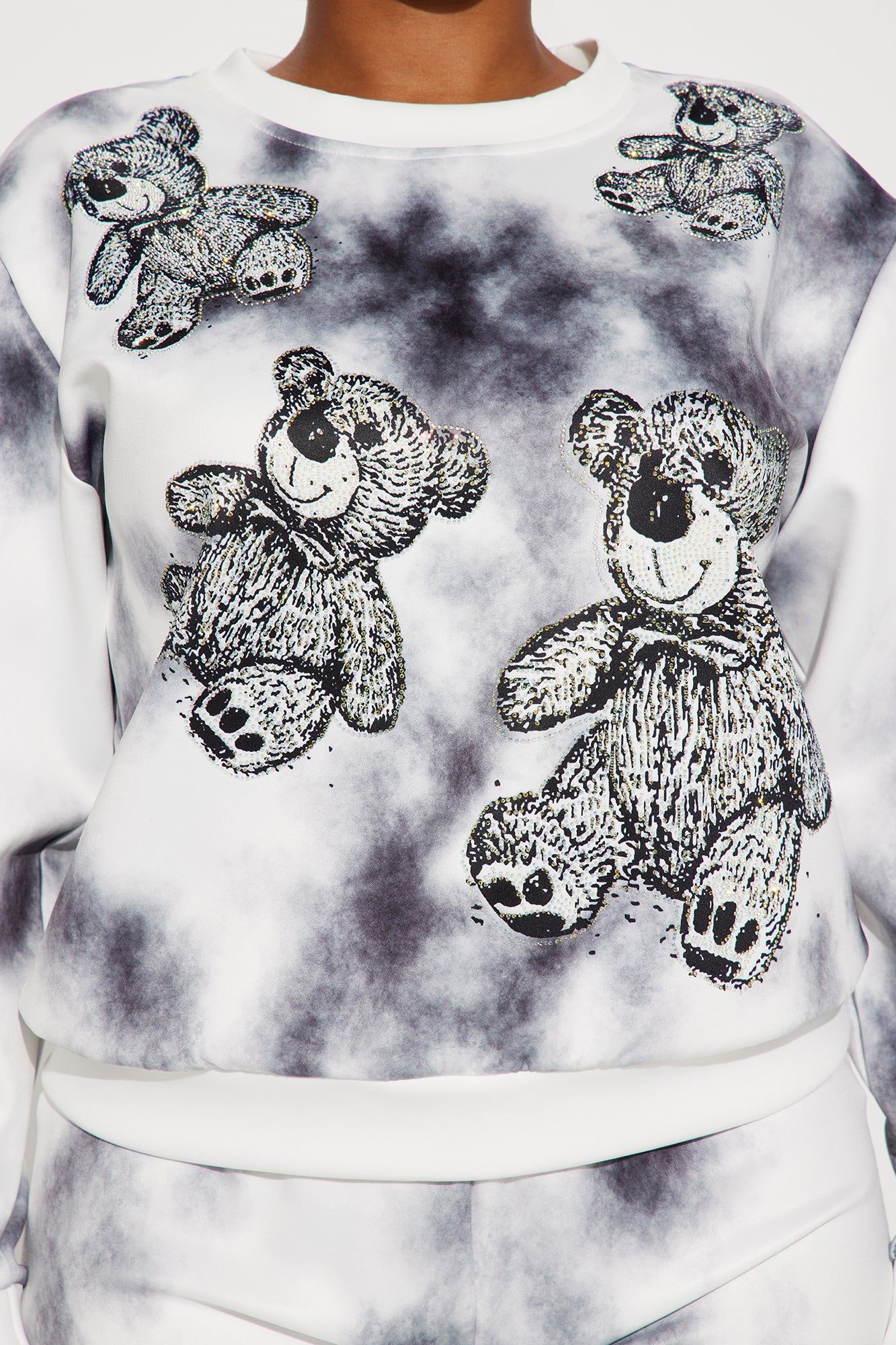 Teddy Tie Dye Jogger Set - White/Black sold by Fashion Nova product image thumbnail 3