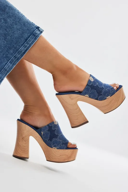 Such A Babe Denim Heels - Blue sold by Fashion Nova