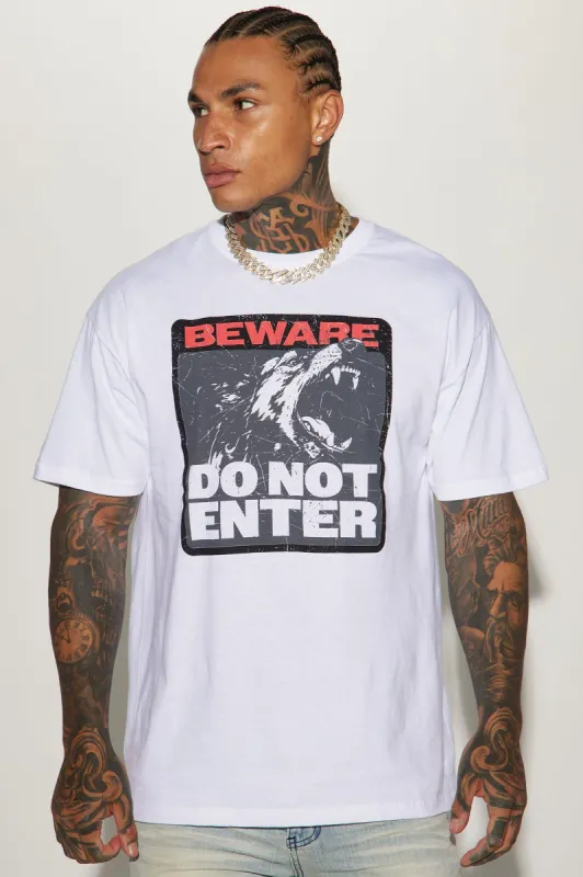 Beware Do Not Enter Short Sleeve Tee - White sold by Fashion Nova