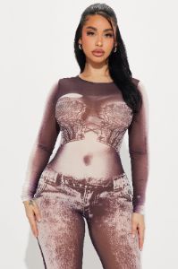 Change It Up  Mesh Jumpsuit - Brown sold by Fashion Nova