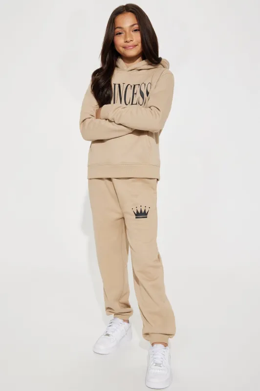 Family Goals Mini Princess Jogger - Taupe sold by Fashion Nova