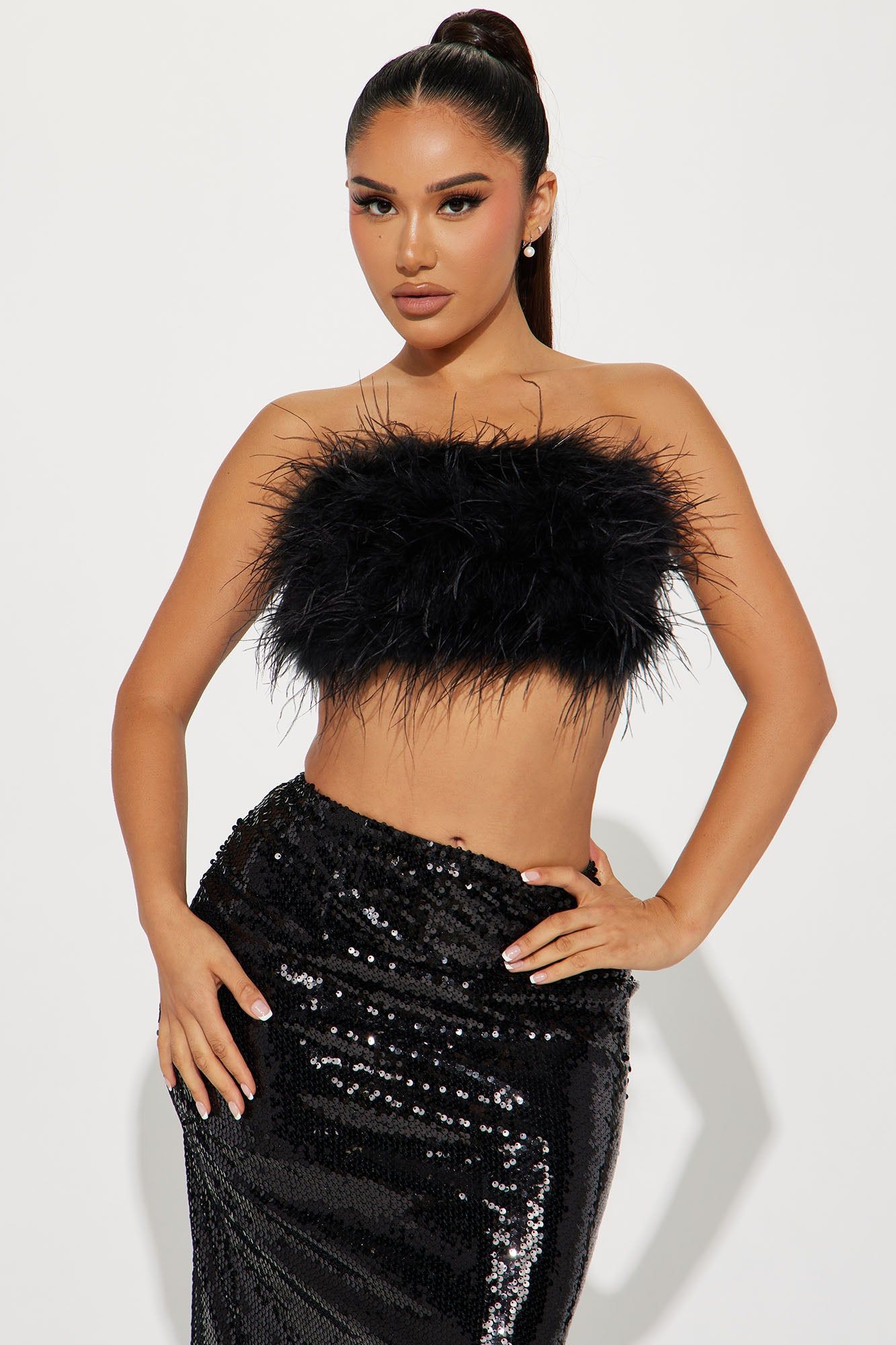 Star Of The Show Sequin Skirt Set - Black sold by Fashion Nova product image thumbnail 2
