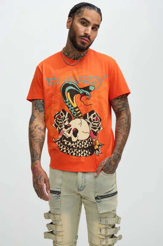 Ed Hardy Rose Cobra Short Sleeve Tee - Orange made by Fashion Nova