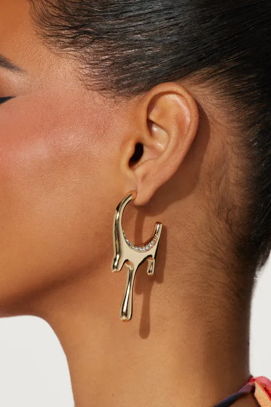 Dazzled Drip Hoop Earrings - Gold sold by Fashion Nova
