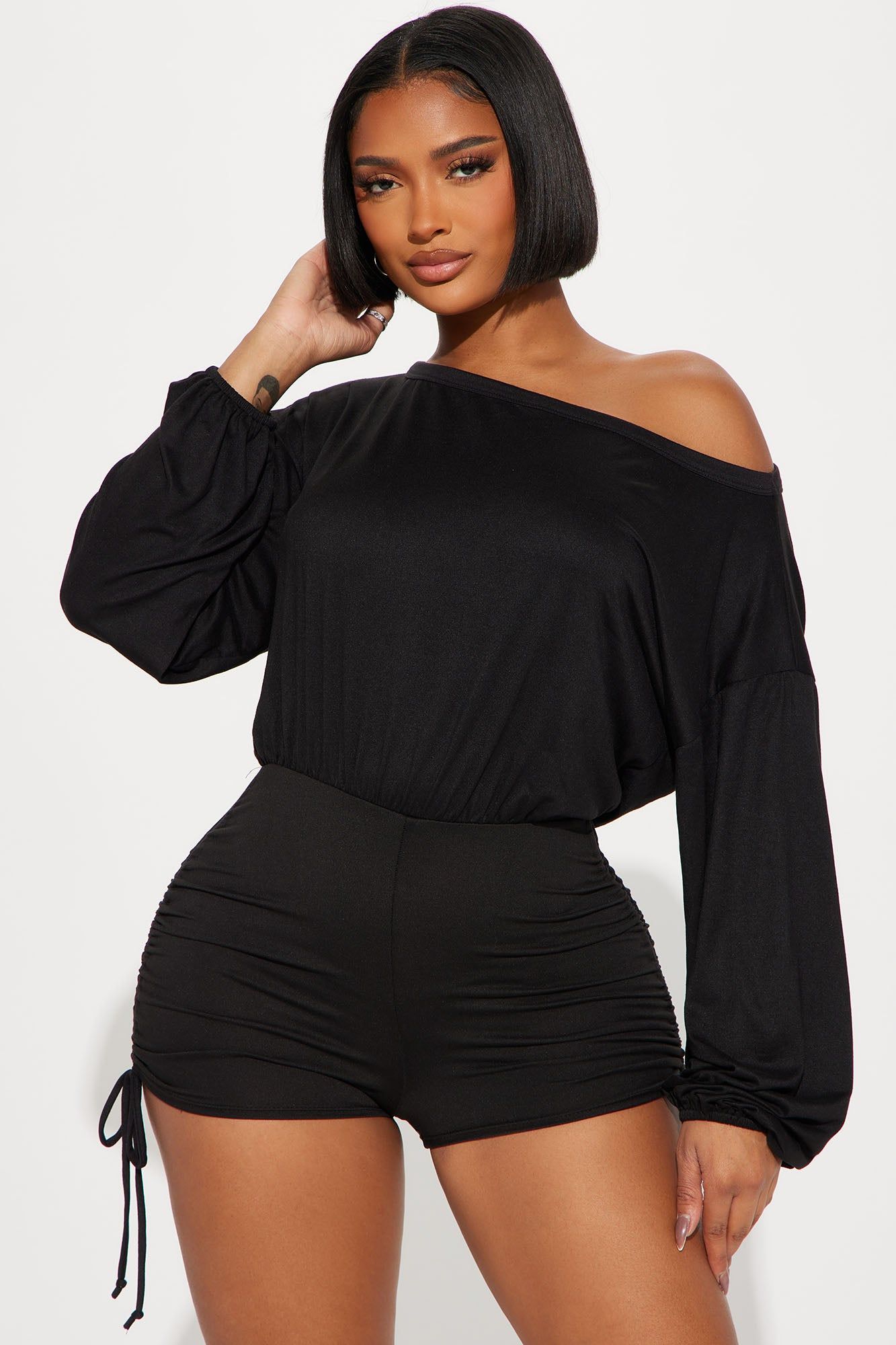 Always Casual Romper - Black sold by Fashion Nova
