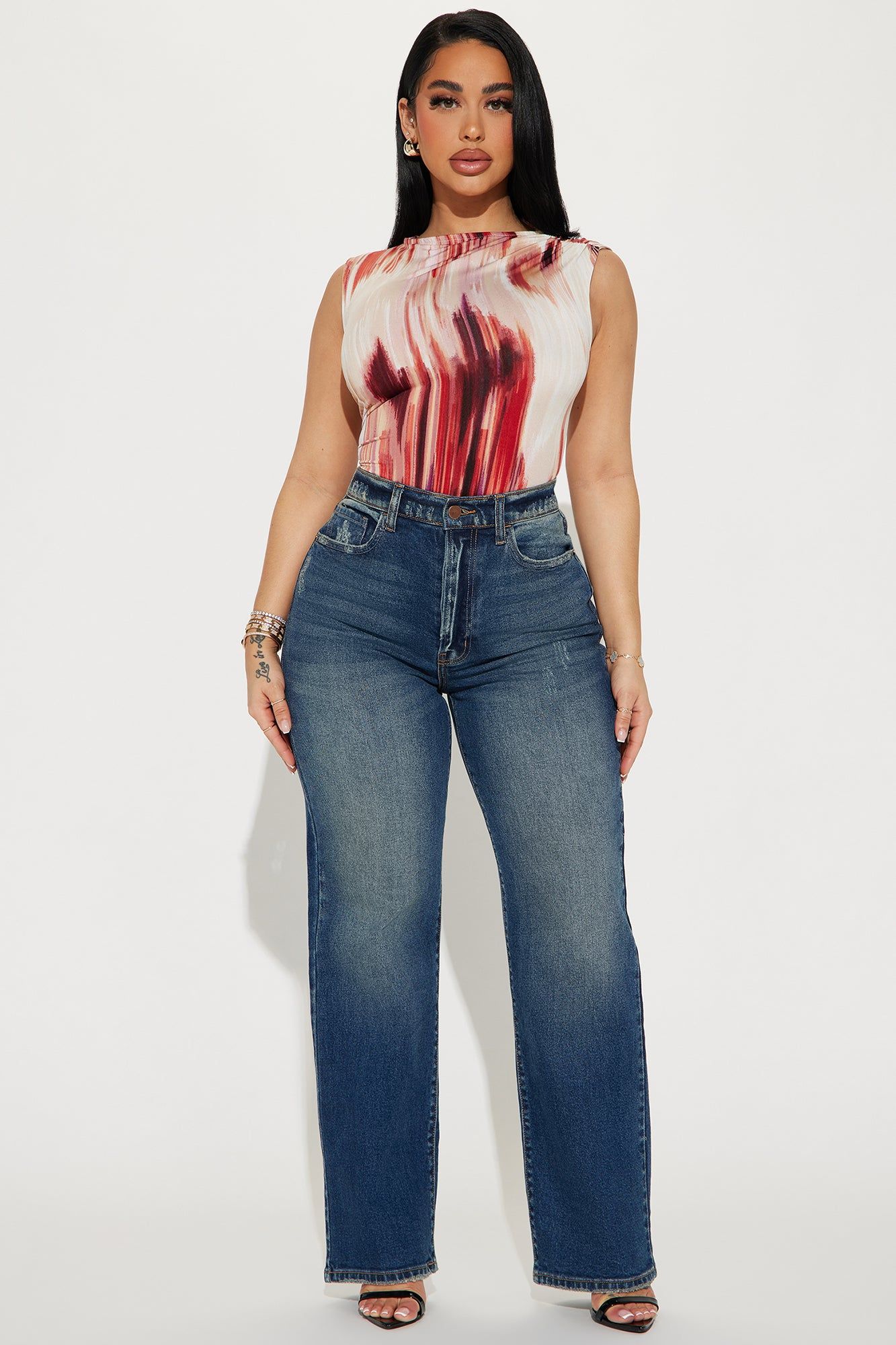 Natalia Ruched Bodysuit - Red/combo sold by Fashion Nova product image thumbnail 2