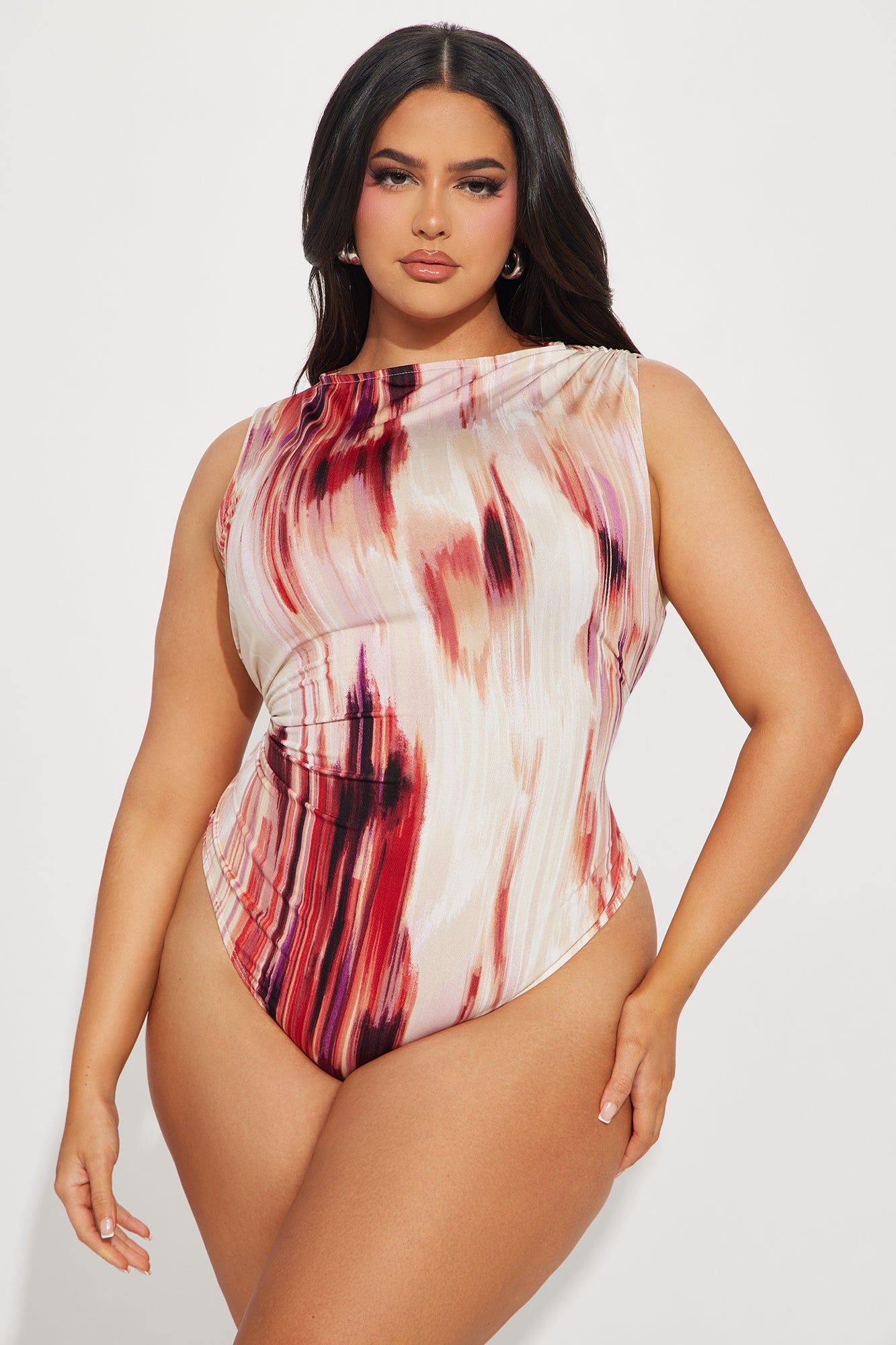 Natalia Ruched Bodysuit - Red/combo sold by Fashion Nova product image thumbnail 5