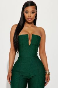Someone To You Bandage Jumpsuit - Hunter sold by Fashion Nova