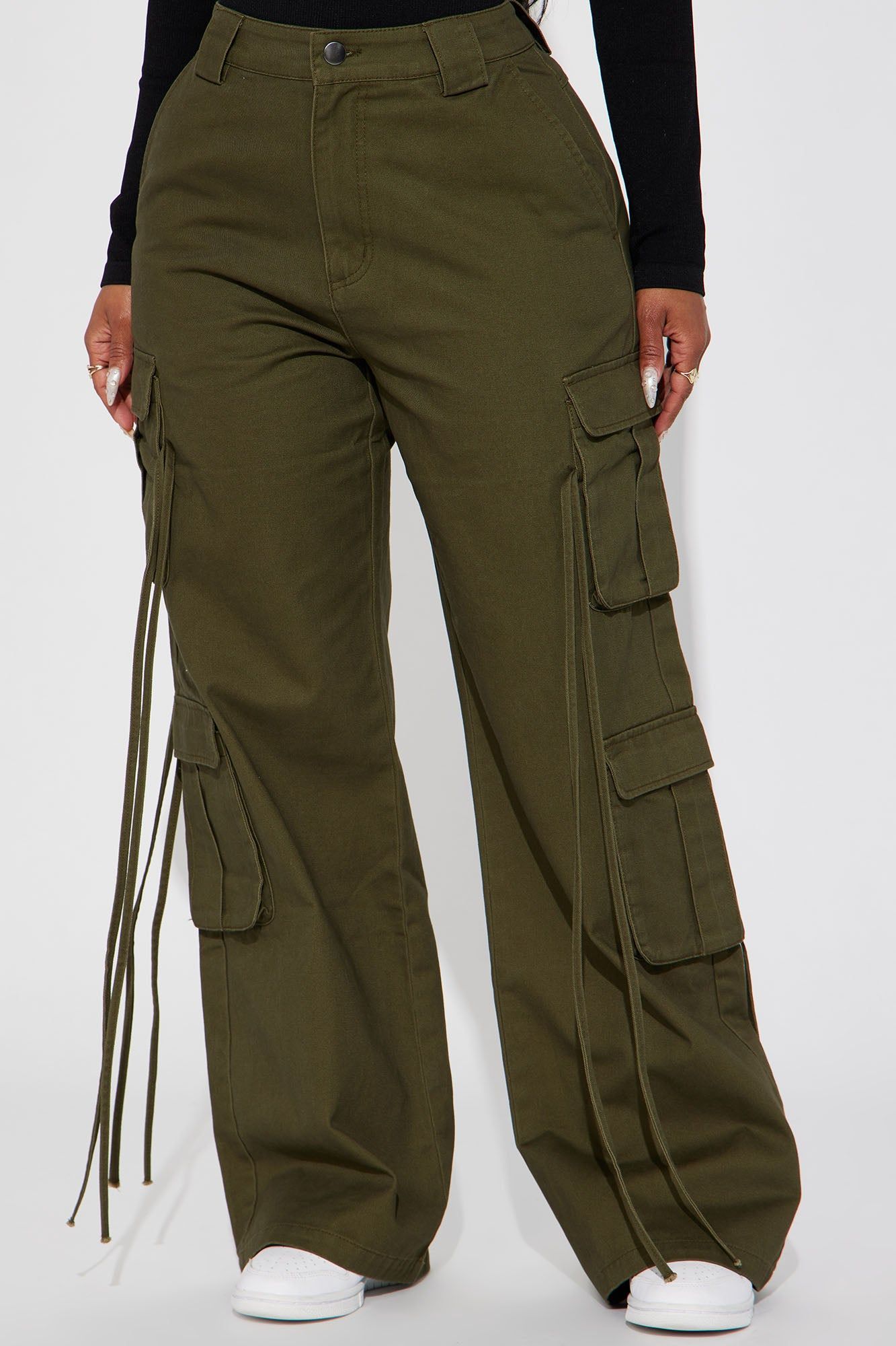 Petite Golden Hour Wide Leg Cargo Pant - Olive sold by Fashion Nova product image thumbnail 2
