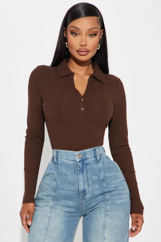 Rosie Ribbed Top - Chocolate sold by Fashion Nova