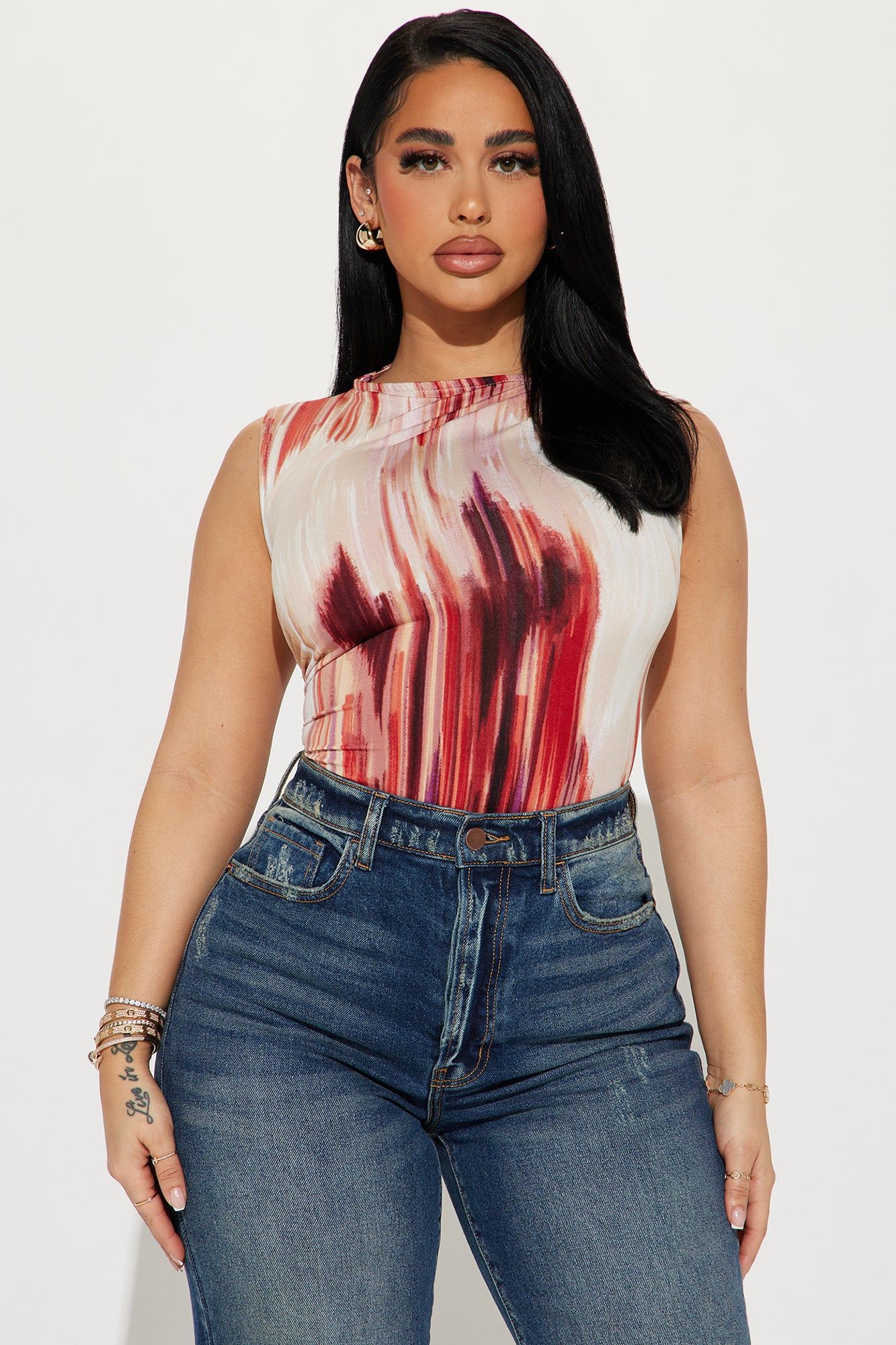 Natalia Ruched Bodysuit - Red/combo sold by Fashion Nova product image thumbnail 3