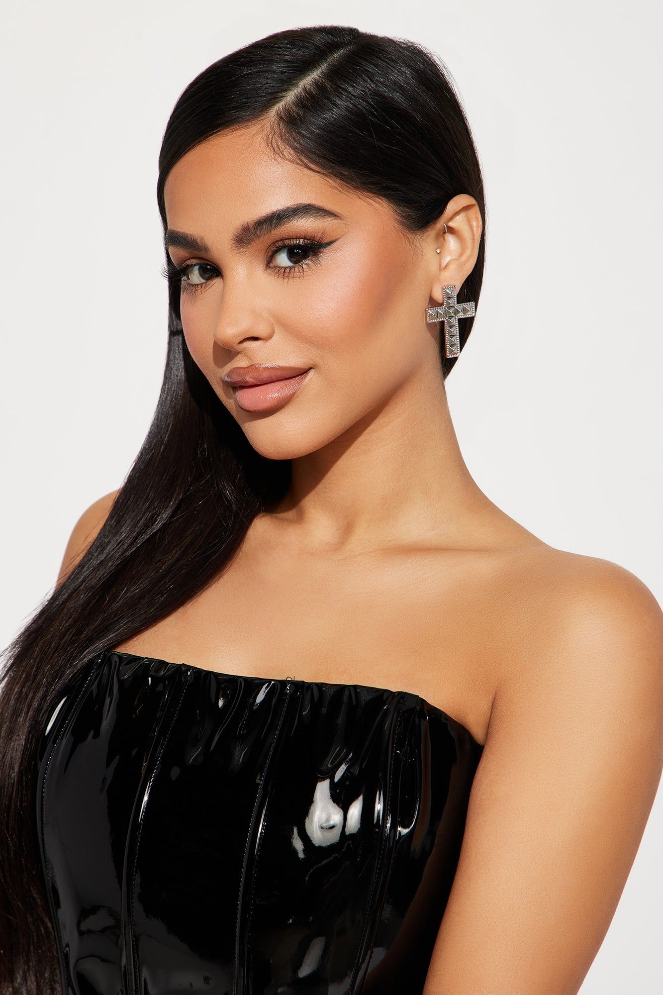 Cross Babe Stud Earrings - Silver sold by Fashion Nova product image thumbnail 2