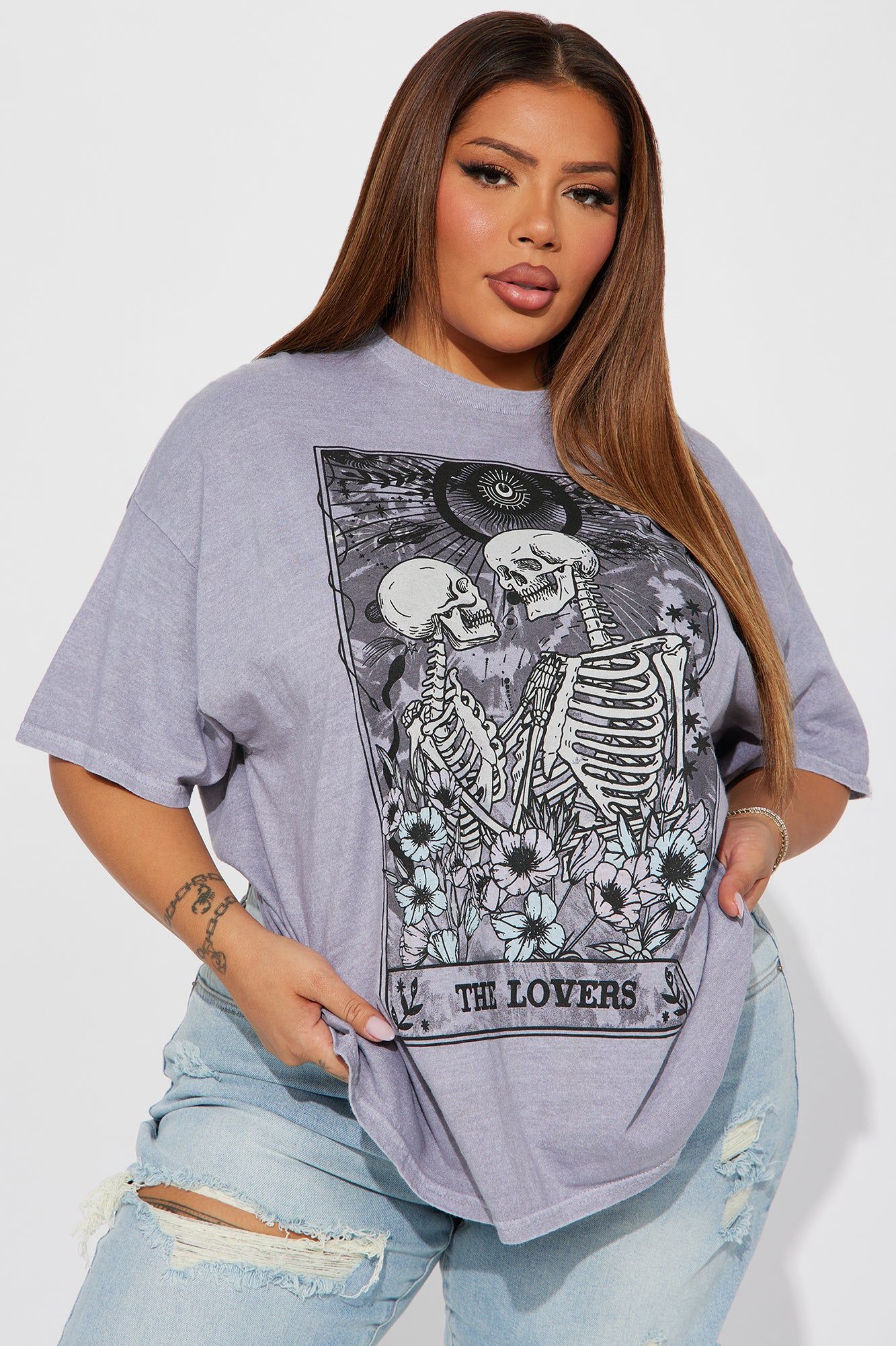 The Lovers Card Graphic Tee - Grey sold by Fashion Nova product image thumbnail 4