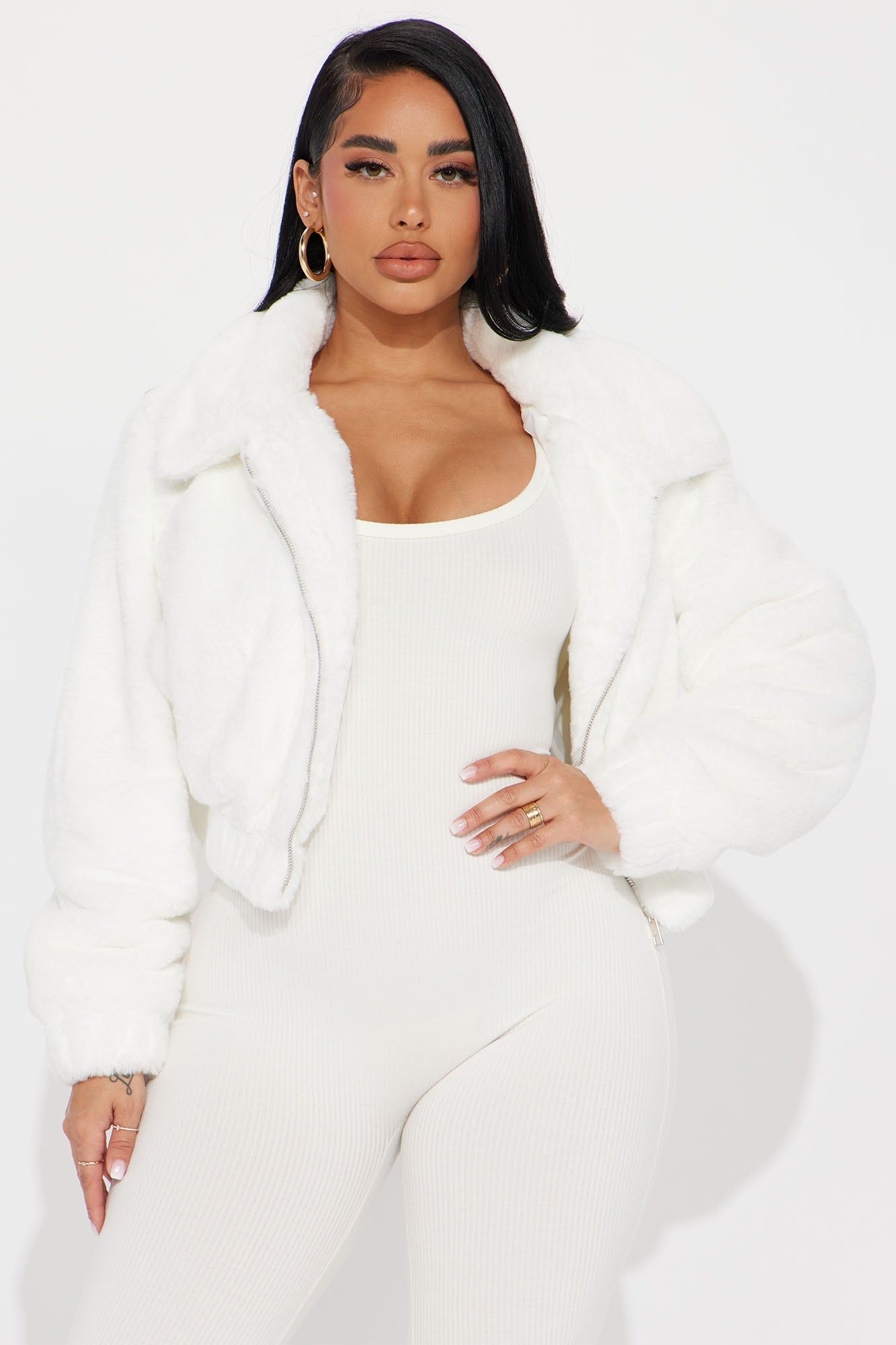 Better With You Faux Fur Jacket - Ivory sold by Fashion Nova