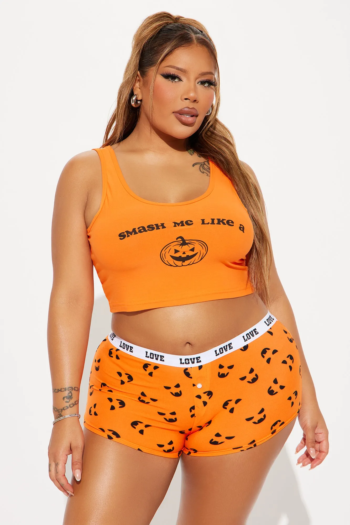 Smash My Pumpkin Halloween PJ Set - Orange sold by Fashion Nova product image thumbnail 4