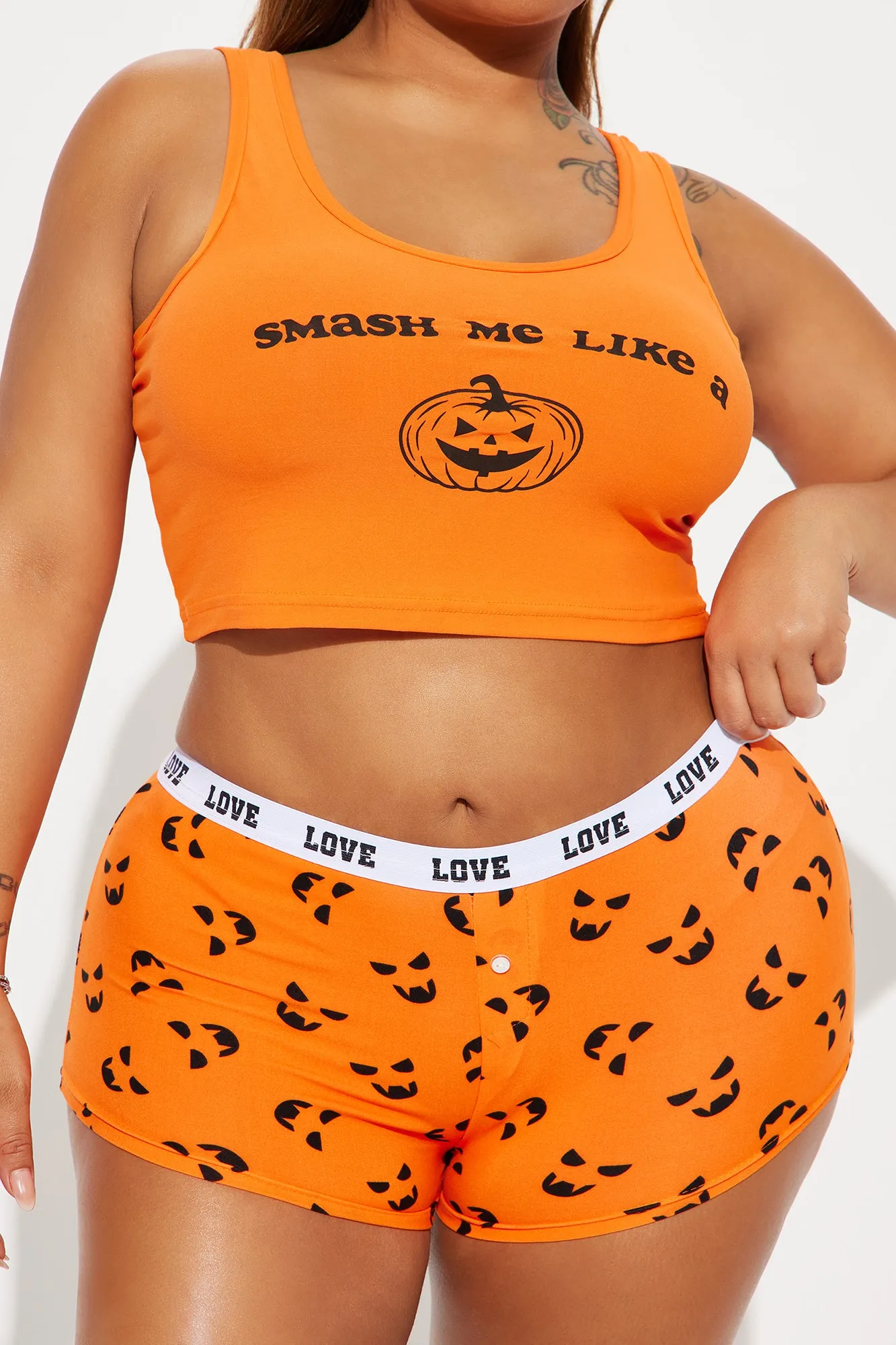 Smash My Pumpkin Halloween PJ Set - Orange sold by Fashion Nova product image thumbnail 5