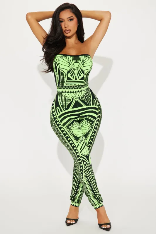 Bad Gal Bandage Jumpsuit - Lime sold by Fashion Nova