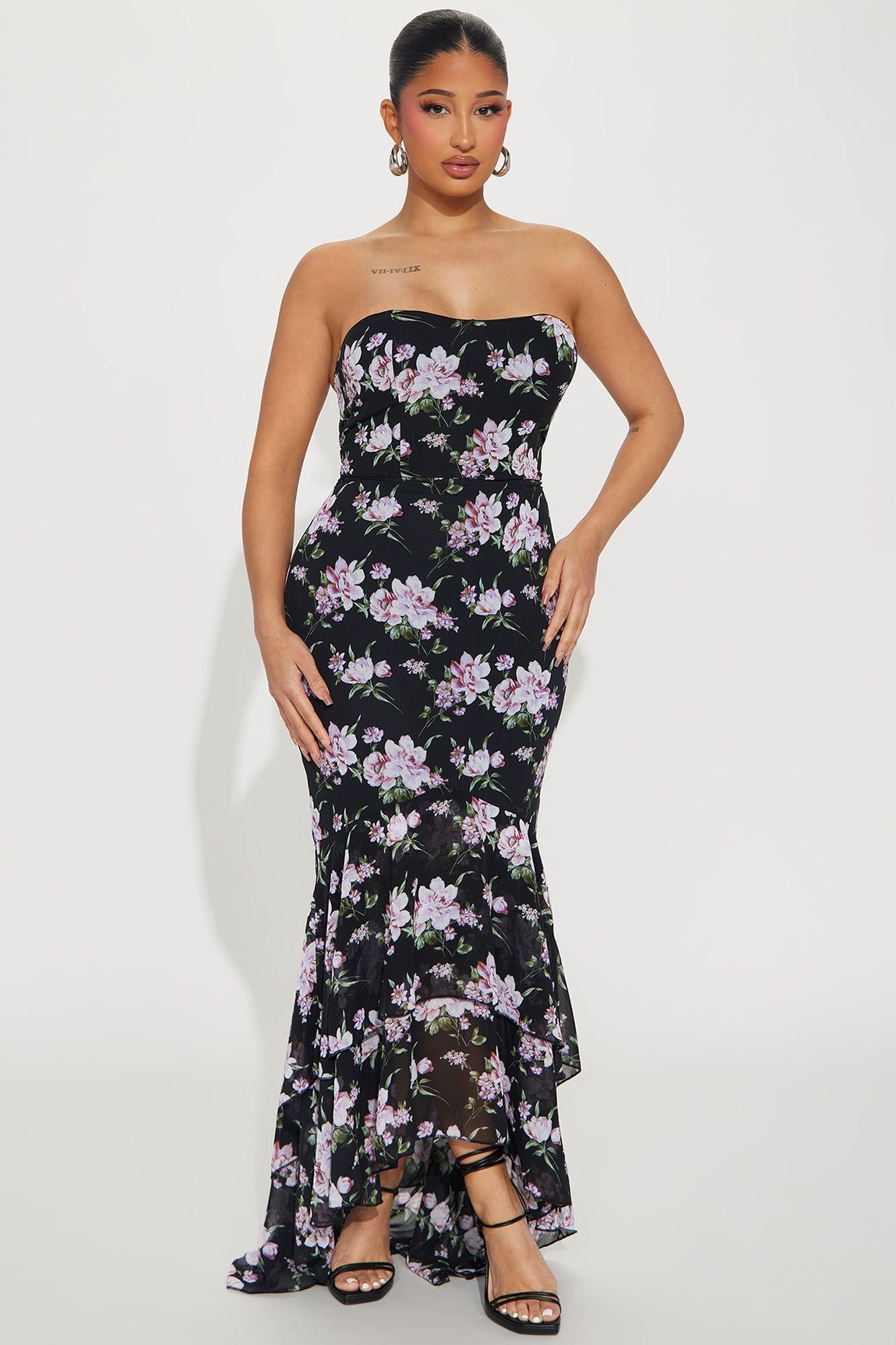 Jeannie Floral Maxi Dress - Black/combo sold by Fashion Nova