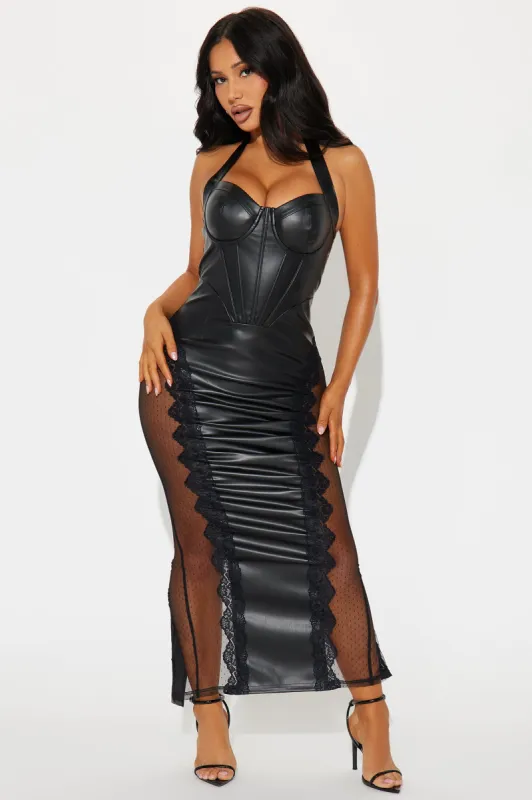 Zara Faux Leather Maxi Dress - Black sold by Fashion Nova