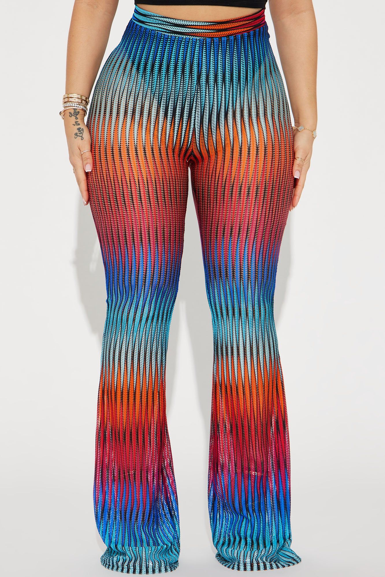 See Right Through You Mesh Flare Pant - Blue/combo sold by Fashion Nova product image thumbnail 2