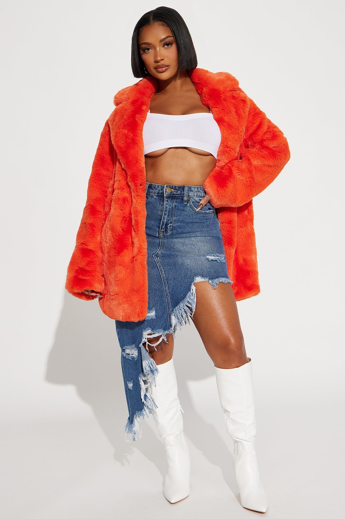 Meet Me Downtown Faux Fur Coat - Orange sold by Fashion Nova product image thumbnail 2