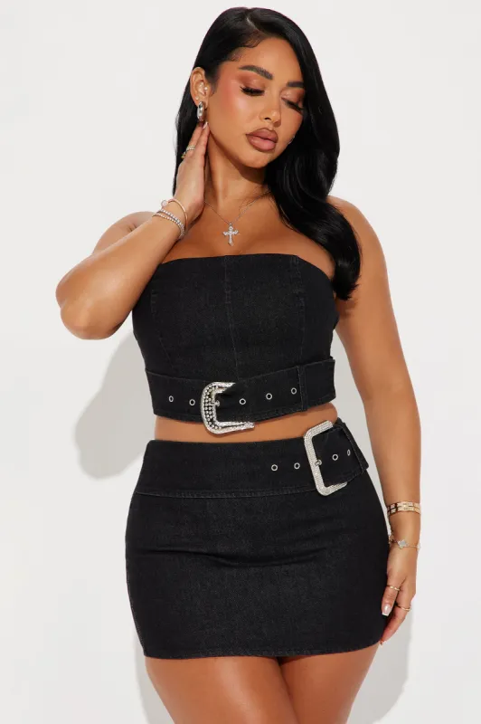 Best of The Best Belted Skirt Set - Black sold by Fashion Nova