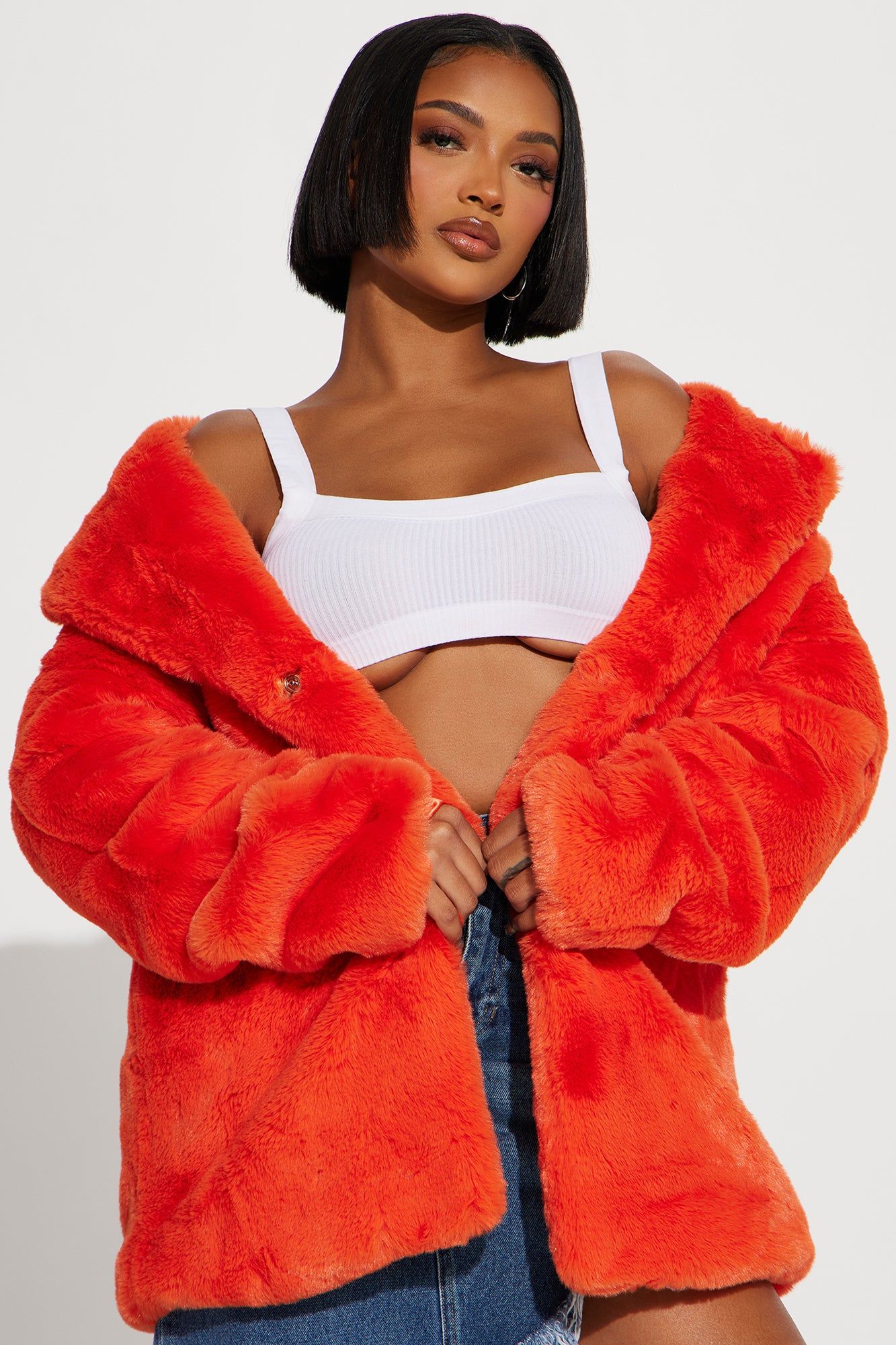 Meet Me Downtown Faux Fur Coat - Orange sold by Fashion Nova product image thumbnail 3
