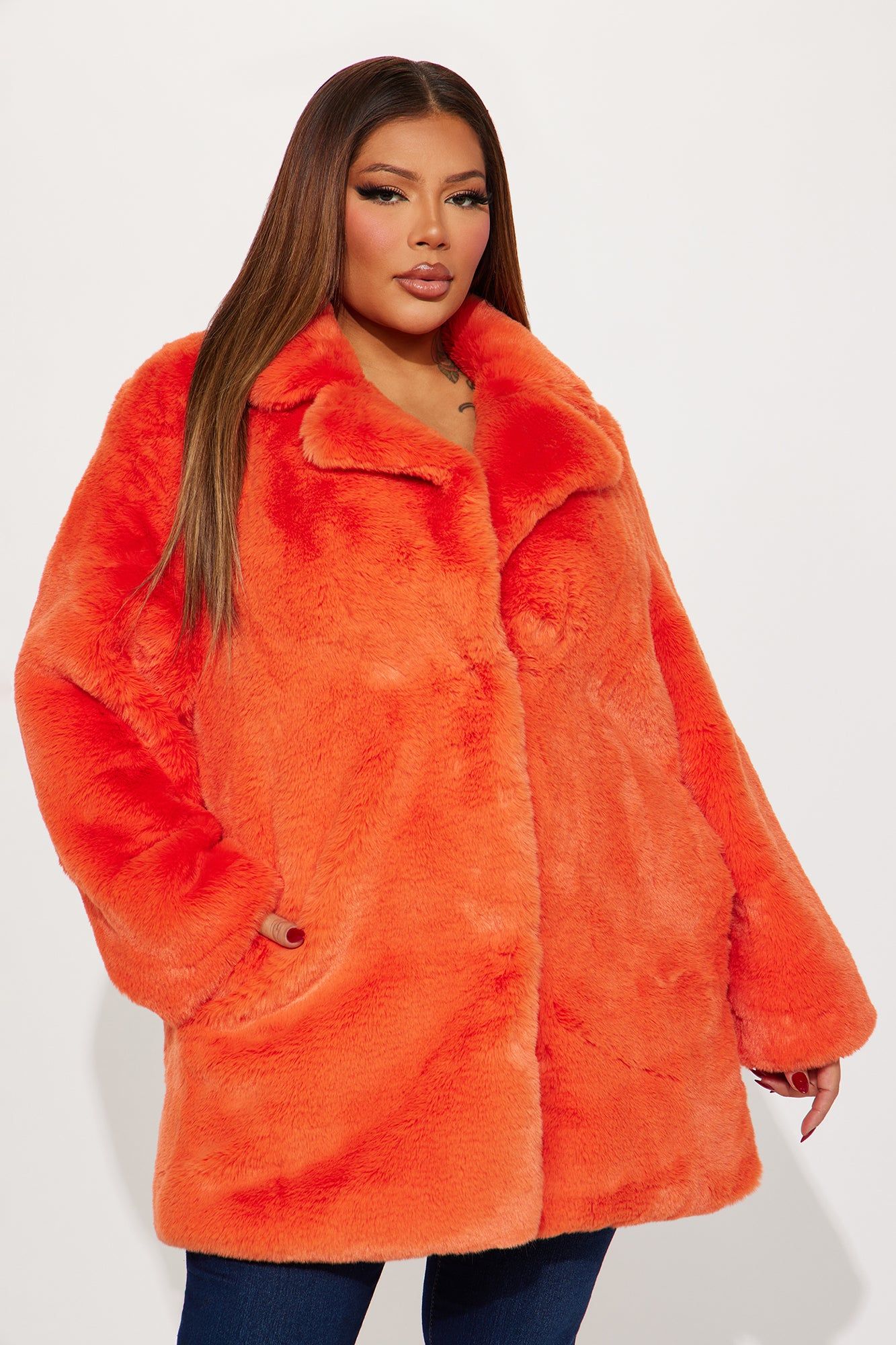 Meet Me Downtown Faux Fur Coat - Orange sold by Fashion Nova product image thumbnail 5