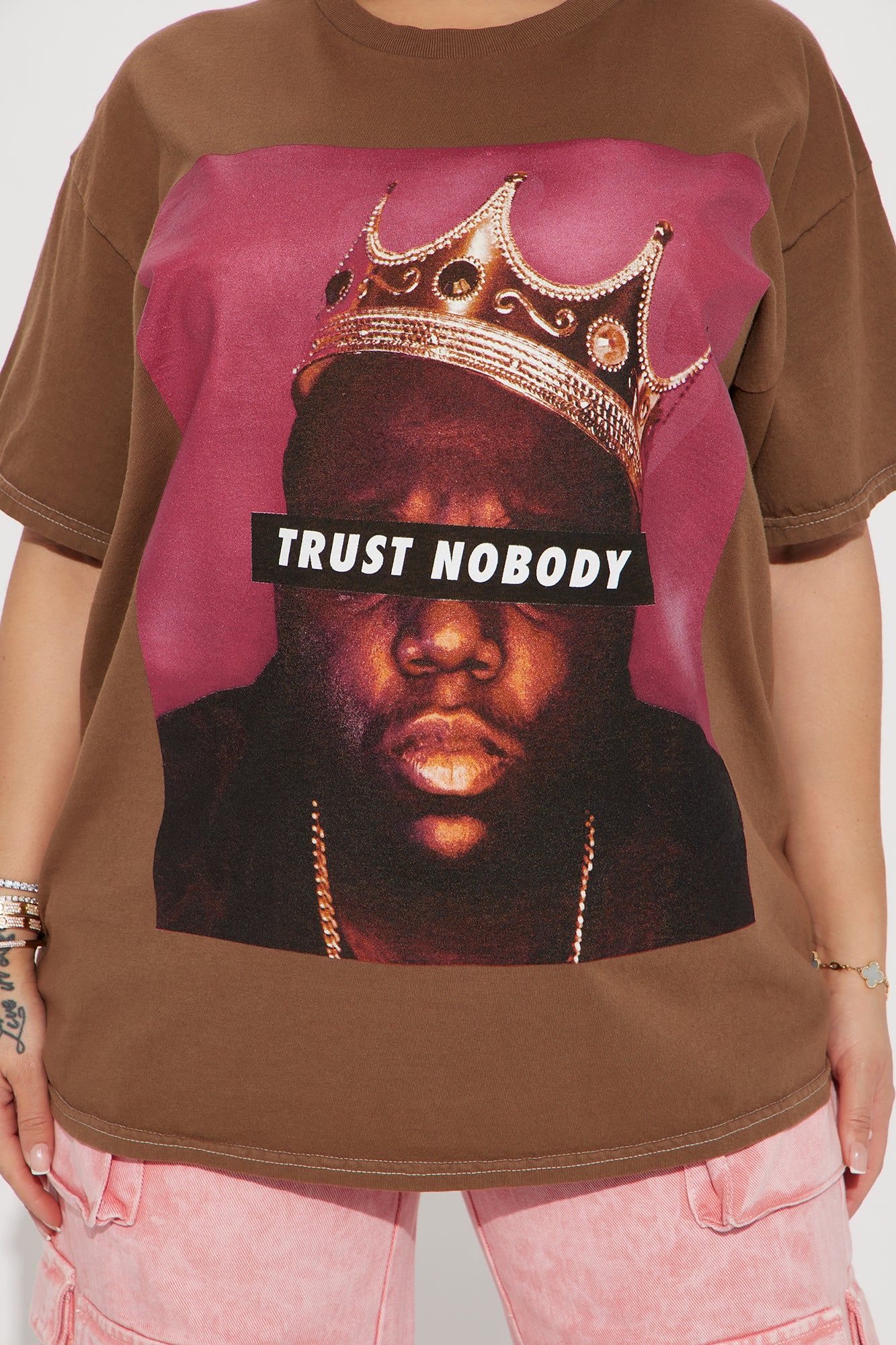 Trust Nobody Biggie Jumbo Print Tee - Brown/combo sold by Fashion Nova product image thumbnail 3