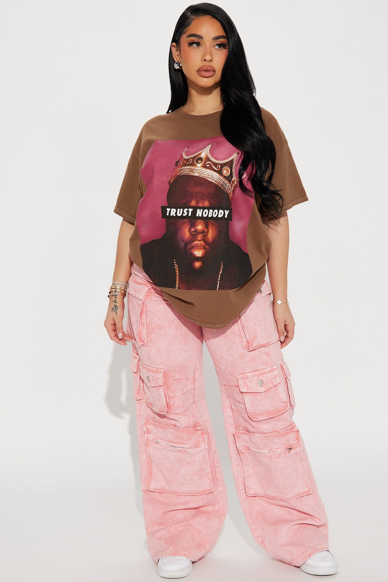 Trust Nobody Biggie Jumbo Print Tee - Brown/combo sold by Fashion Nova product image thumbnail 2