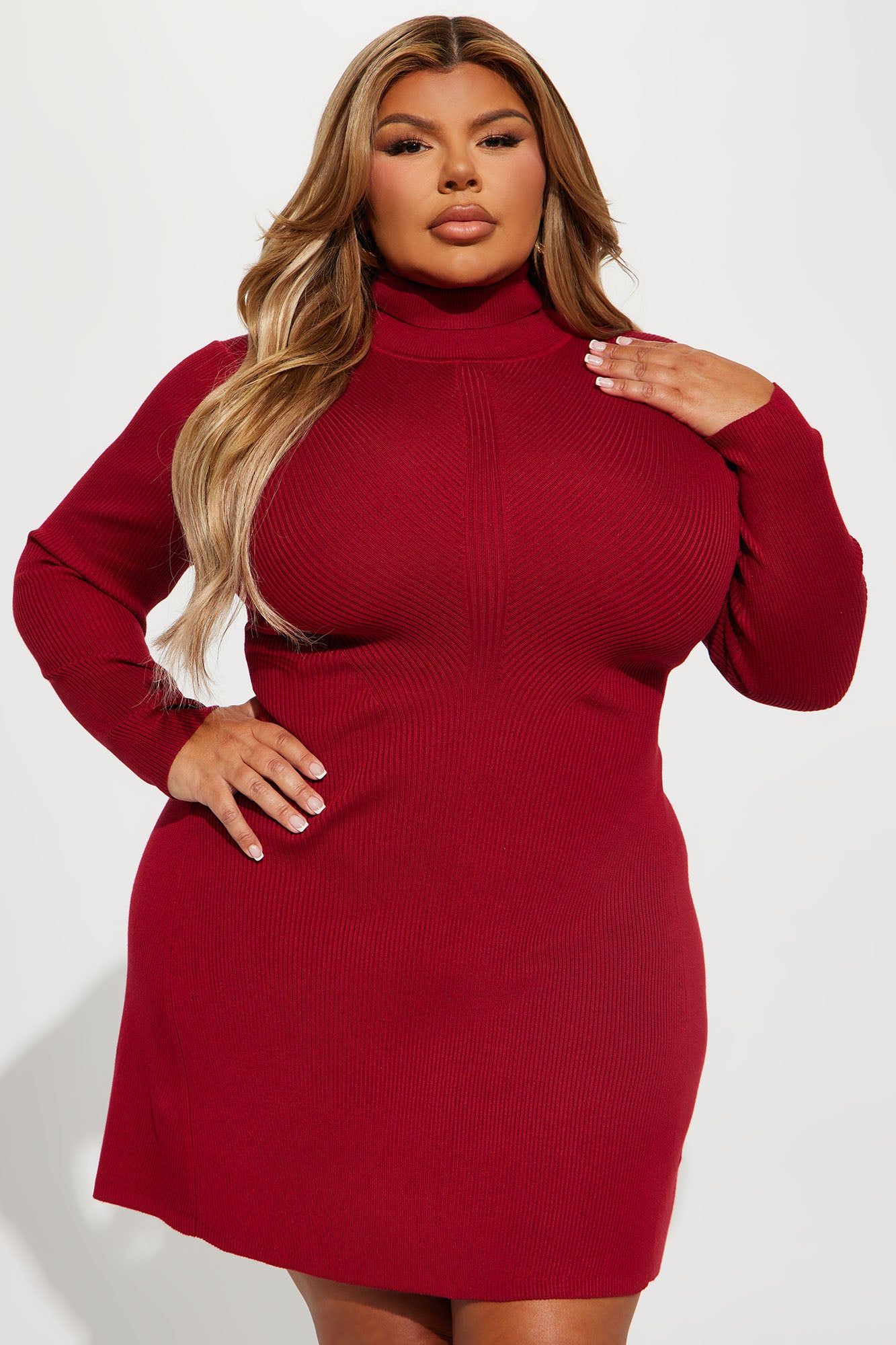 Jodie Ribbed Mini Dress - Burgundy sold by Fashion Nova product image thumbnail 4